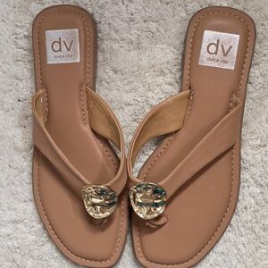 Dolce Vita Brown Sandals with Gold Accents